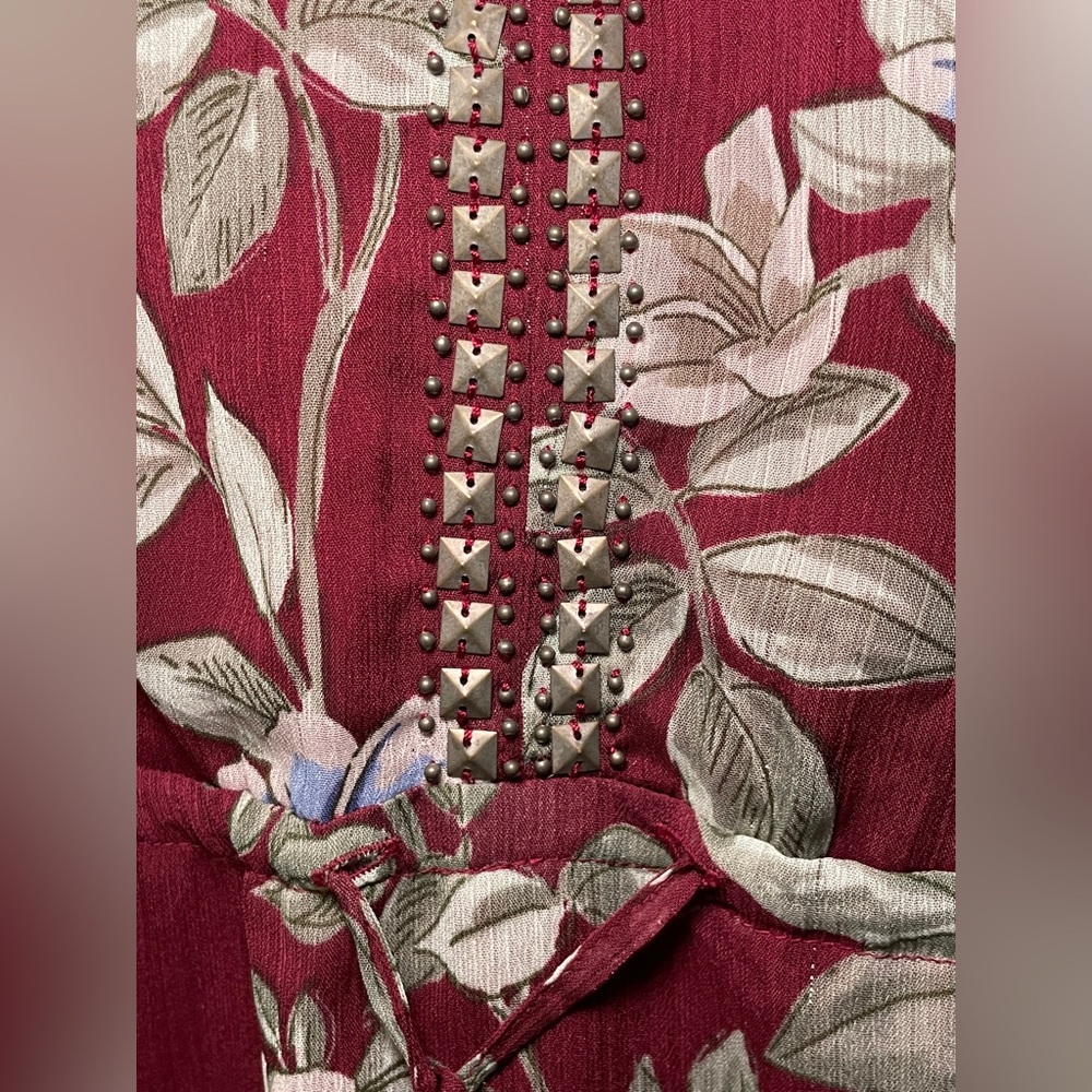 Tommy Bahama Painted Petal Midi Floral Dress | Large | Wine Colored - Picture 7 of 10